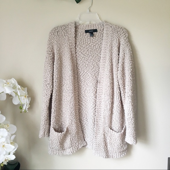 Forever 21 Sweaters - Forever 21 Textured Beige Open Cardigan Large